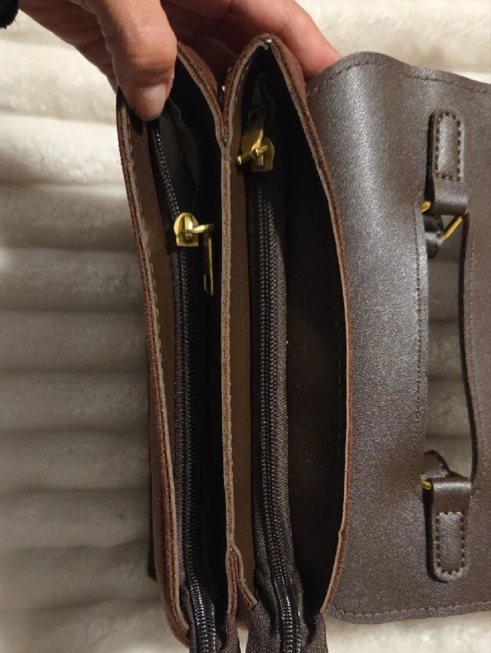 Brown Women's Top-Handle Crossbody Bag with Gold Hardware